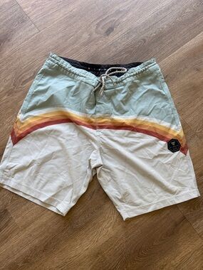 VISSLA Light Seafoam, White & Sunset Stripe Board Shorts